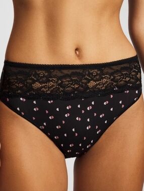 Soma Hipster Vanishing Edge With Lace Half Moon Black Panties Small